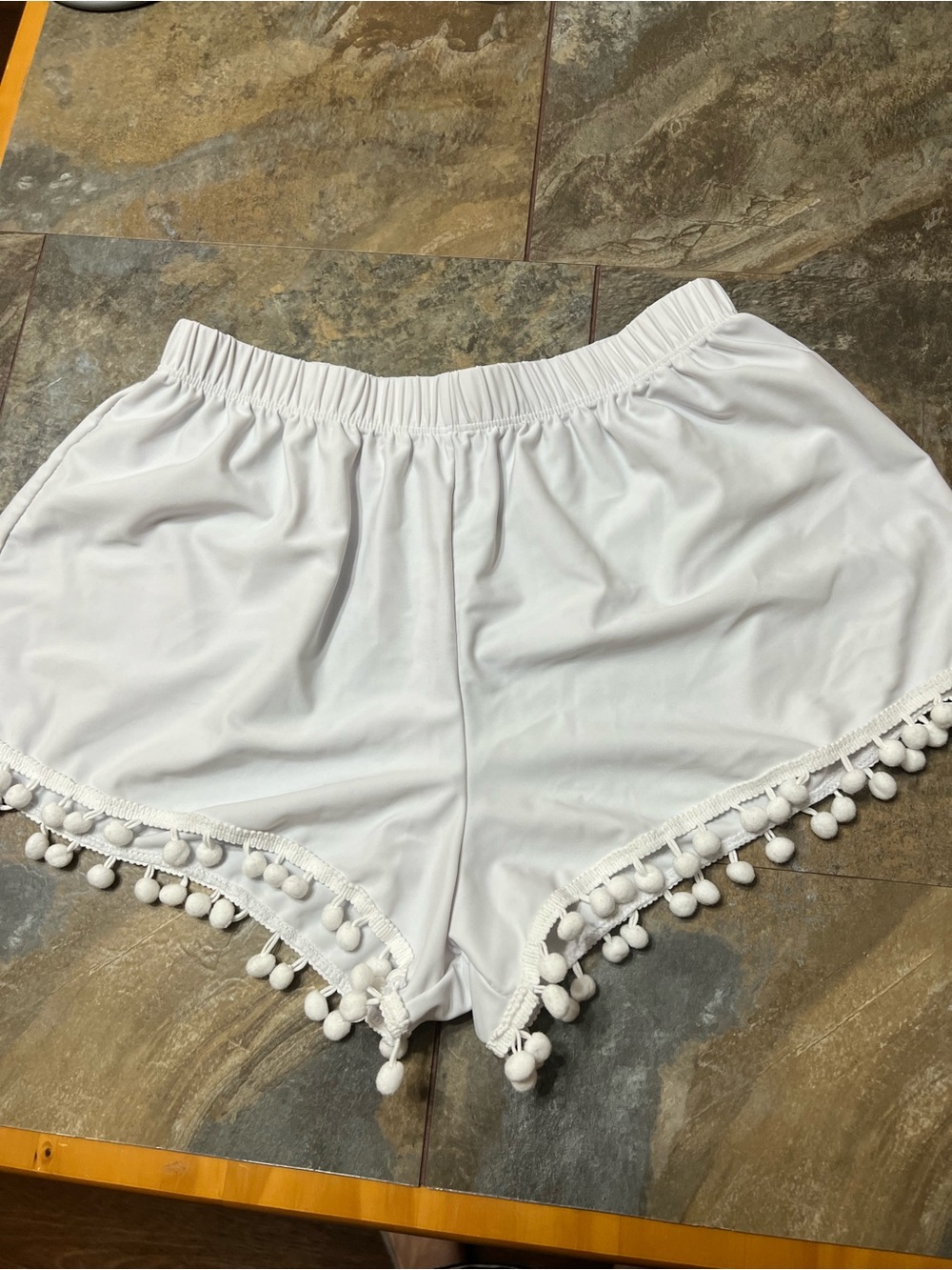 White Pom Pom Trim Women's Short - Unbranded
